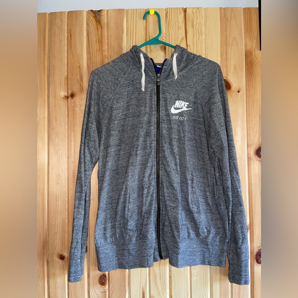 Grey hooded zip-up
